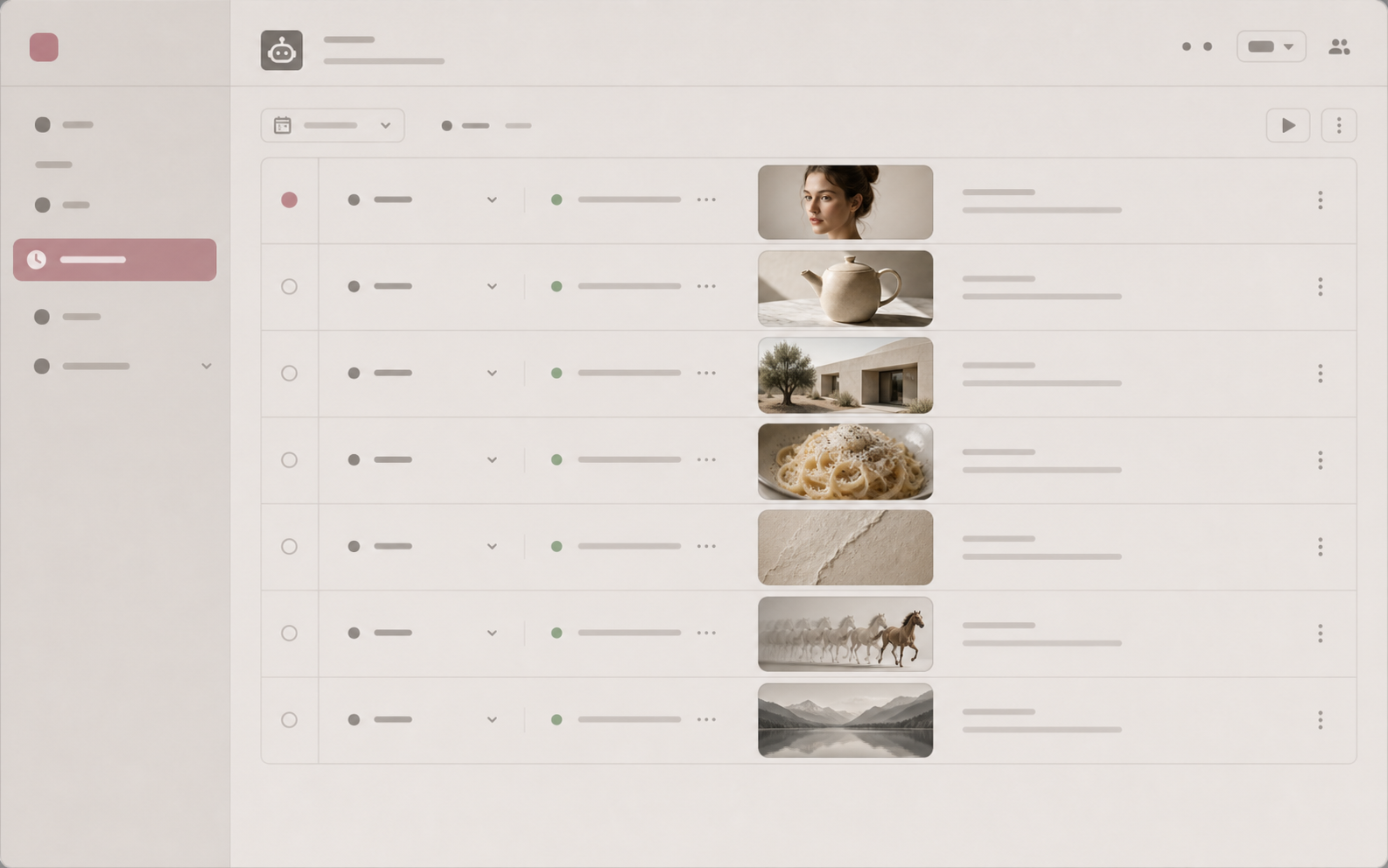 Hermes scheduled-task list with a generated thumbnail beside each weekly slot