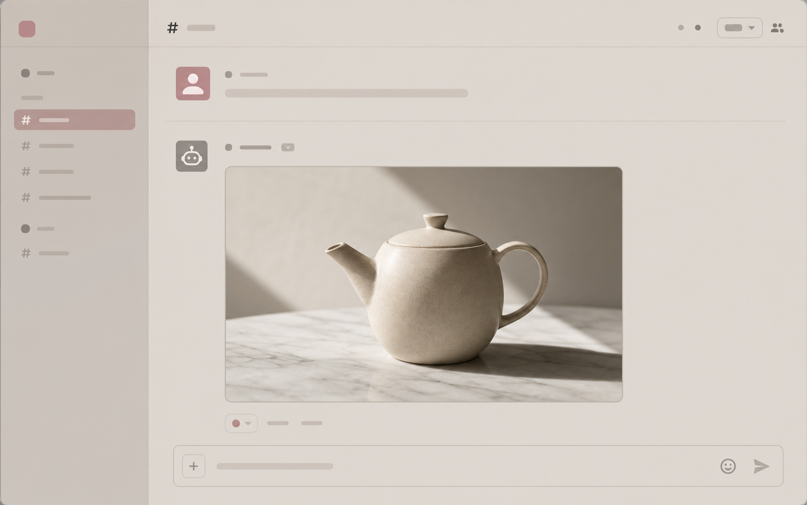 Slack reply containing a generated editorial product image